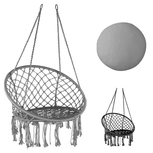 Hängesessel Hängeschaukel Hängekorb Hängestuhl Hängesitz Beige 150 Kg Kissen