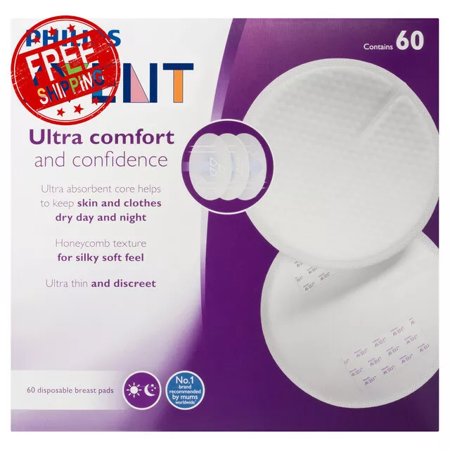 Philips Avent Ultra Comfort Disposable Breast Pads Absorbent Silky-Soft 60 Pack