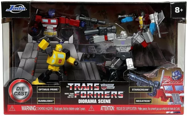 Diorama Transformers Optimus Prime Megatron Bumblebee Starscream moulé sous...