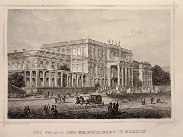 Il Palazzo del Principe ereditario a Berlino Antiquario incisione in...