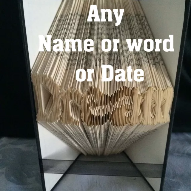 Book Folding Pattern Personalised any 1 Name 1 Word or Date folded book pattern