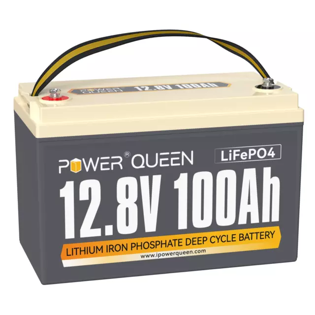 Power Queen 12V 100Ah Lithium Batterie LiFePO4 Akku mit 100A BMS für Wohnhäusern