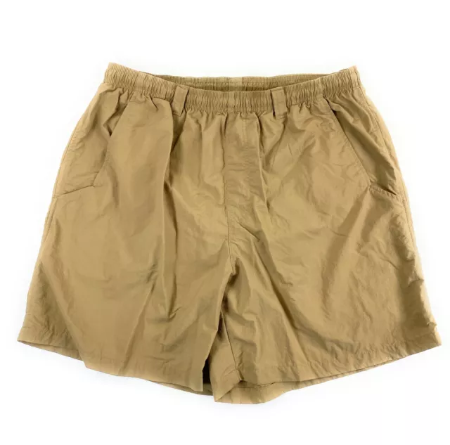 COLUMBIA PFG MEN'S Elastic Waist Mesh Liner Nylon Brown Fishing Shorts ...