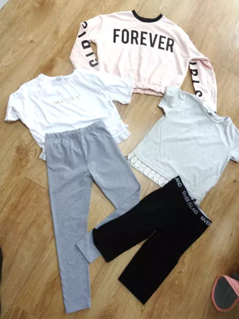 RIVER ISLAND ragazze pacchetto vestiti 5 pezzi t shirt leggings maglione ETÀ 11 - 12 y