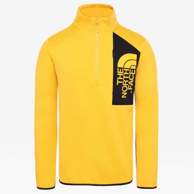 The North Face Mens Merak 1/4 Zip Full Zip Fleece Sweater Citrone Yellow- Medium