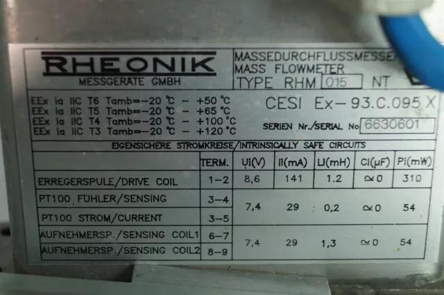 RHEONIK RHM 015 GNT 6630601 Gauge Massdurchflussmessgerät RHM015GNT 3