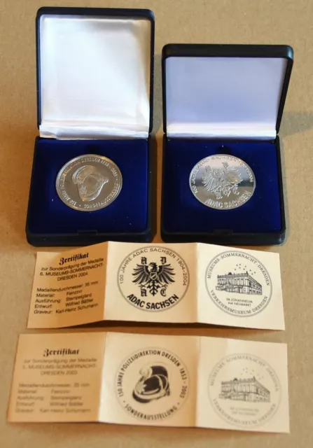 2 Stück Medaillen Zinn Sonderprägung Verkehrsmuseum Dresden