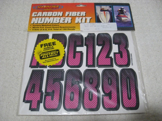 HARDLINE Products Carbon Fiber BERRY 3 1/4" Tall Number Kit Decal/Stickers NEW!