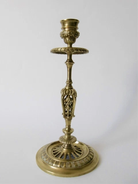 Bougeoir Bronze, Ajoure, Cisele, Decor Godrons-Feuilles D'acanthe, Napoleon Iii