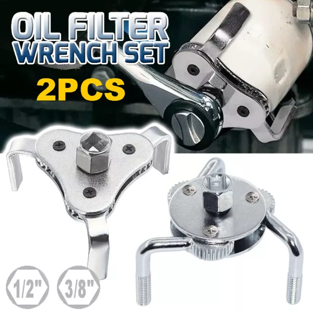 Heavy Duty Oil Filter Wrench Set 2 Way 3 Leg Remove Car Fuel Filter Removal Tool