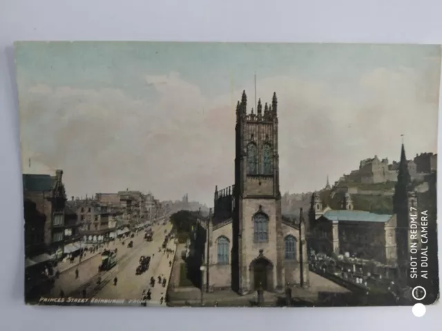 old postcard, princes street edinburgh, scotland