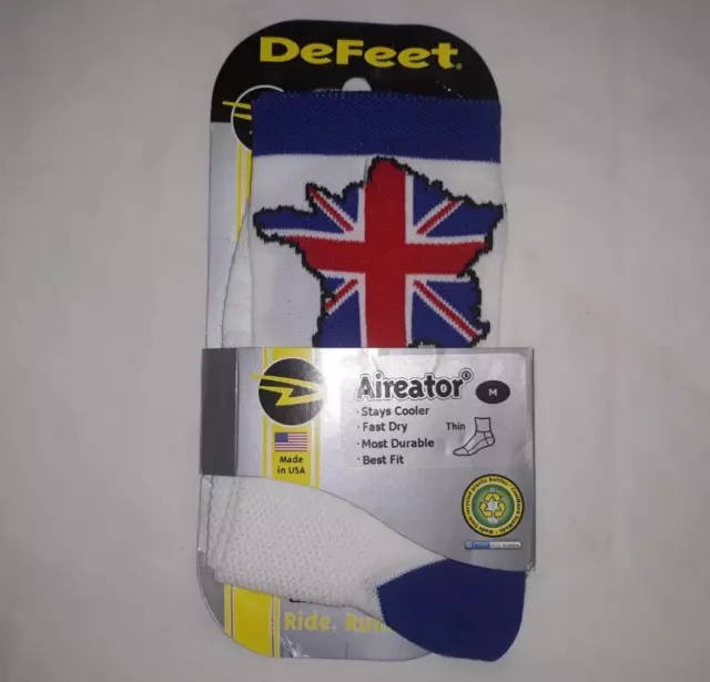 DeFeet Aireator  White Blue Cycling Socks Size Medium New