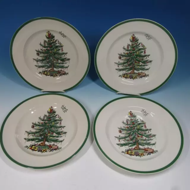 Spode England - Christmas Tree Green Trim S3324 - 4 Dinner Plates - 10½ inches