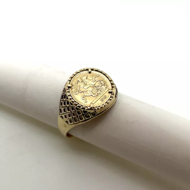 9ct Gold St George Ring Size Q 9ct Yellow Gold Hallmarked George & Dragon Ring