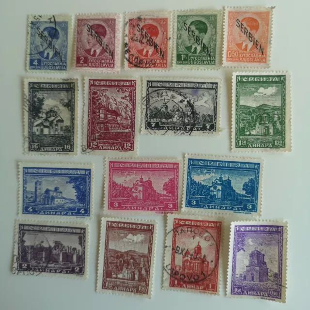 15 Different German Occupation of Serbia WWII Stamp Collection