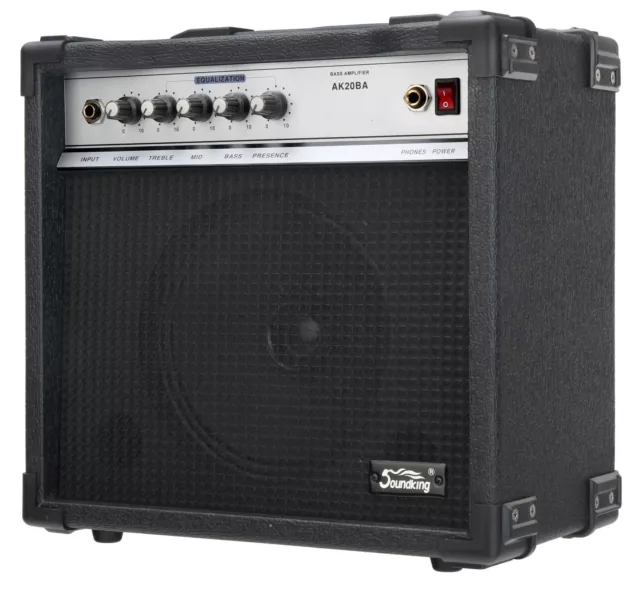 Soundking 20W E-Bass Verstärker Bass Combo Amplifier Amp 8" Lautsprecher EQ Neu