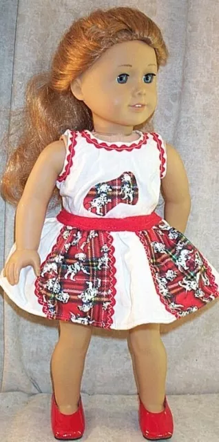 Doll Clothes Handmade Fit American Girl 18" in Summer Skirt Dalmatians Red White