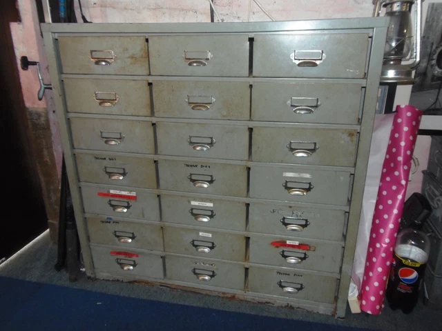 Vintage Metal Industrial 21 Draw Engineers Cabinet