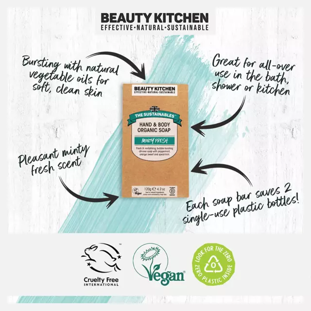 Beauty Kitchen the Sustainables Vegan Soap Box Gift Bundle - 4X Hand & Body Orga 3