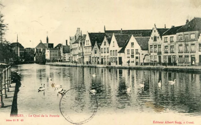 Carte BELGIQUE BRUGES BRUGGE Le Quai de la Poterie Les cygnes