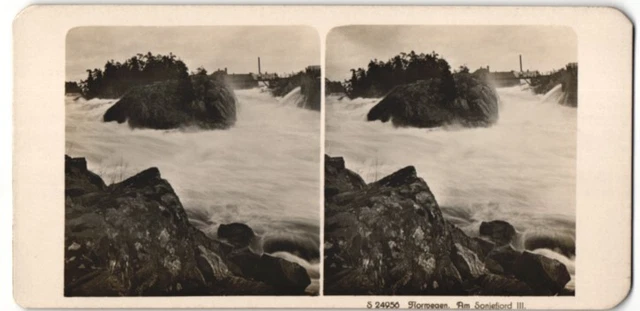 Stereo-Fotografie Fotograf unbekannt, Ansicht Sognefjord / Norwegen, tosendes W