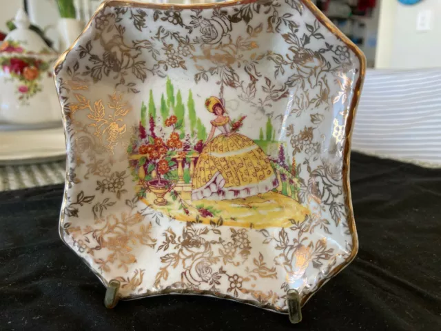 1950s - EMPIRE WARE - YELLOW CRINOLINE LADY - JAM DISH A1 COND.