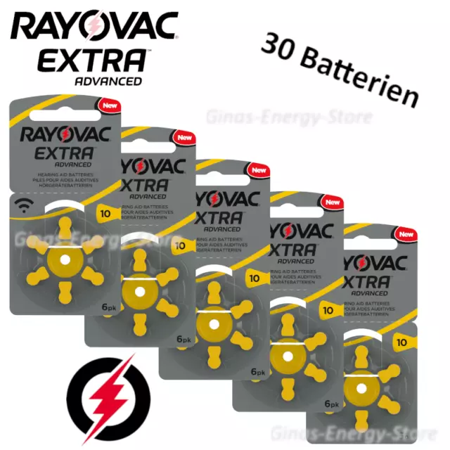 30 Rayovac Extra Advanced AU 10 Hörgeräte Batterien Hörgerät Batterie Typ Nr. 10