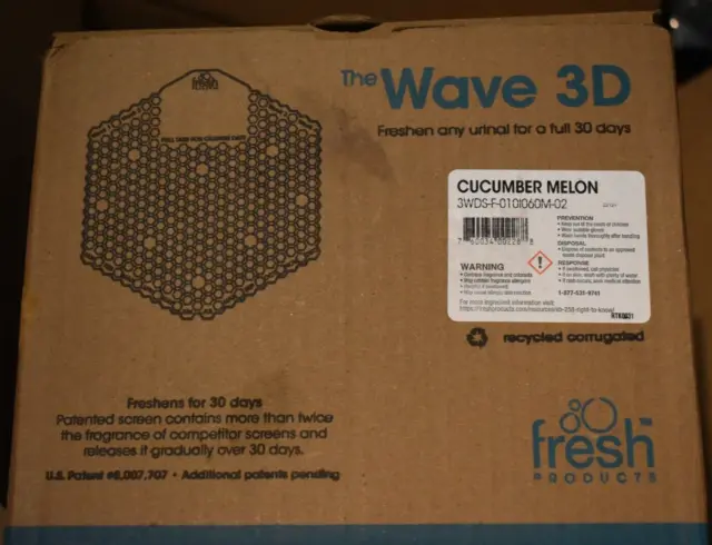 WAVE 3D URINAL SCREEN DEODORIZER, CUCUMBER MELON, 10 screen in box