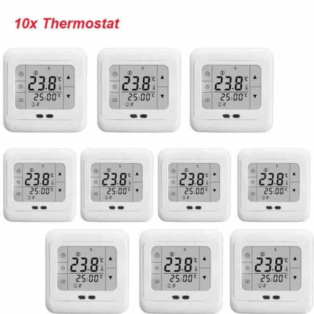 Thermostat Raumtemperaturregler LCD Digital Touchscreen Fußbodenheizung Weiß 16A 2