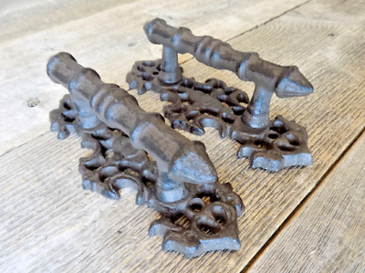 2 Handles Cast Iron Antique Style FANCY Barn Gate Pull Shed Door Handles Pulls