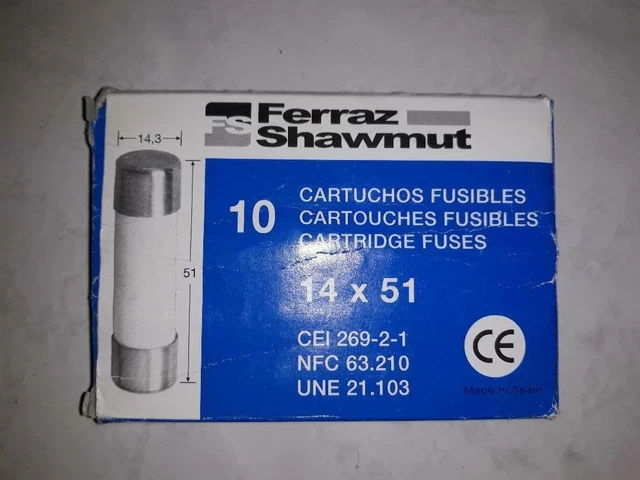 10 cartouches fusibles 14 x 51 20A Ferraz Shawmut