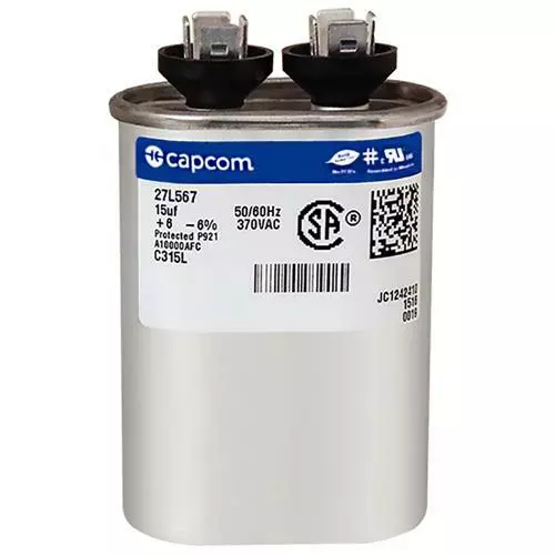 Oval 15 uf MFD 370 volt CAPCOM Capacitor replaces Z97F9121 97F9121 GE Genteq 2