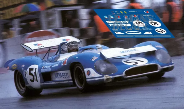 Decals Matra MS650 Brands Hatch 1970 51 1:32 1:43 1:24 1:18 MS 650 slot calcas