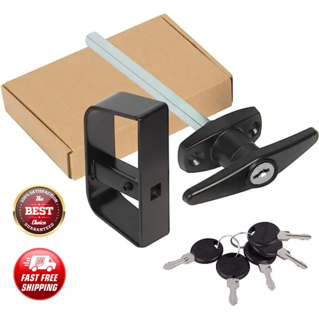 Shed Door Latch T-Handle Lock Kit with 5 KeysBTEOBFY 4-1/2" Stem Storage Barn...