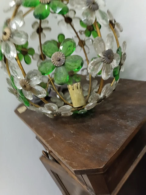 Lampadario Sferico Con Cristalli Di Fiori Colorati  Murano Primo 900