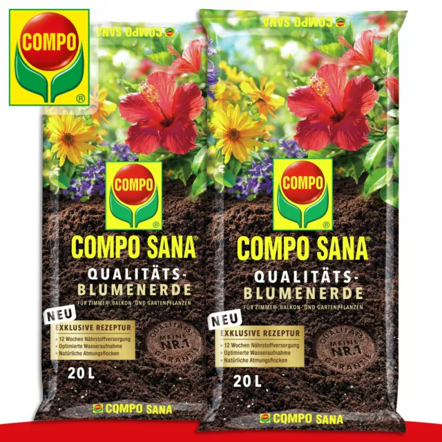 COMPO SANA 2x 20L Qualitäts-Blumenerde Rosten Tulpen Wachstum Nährstoffe Beet