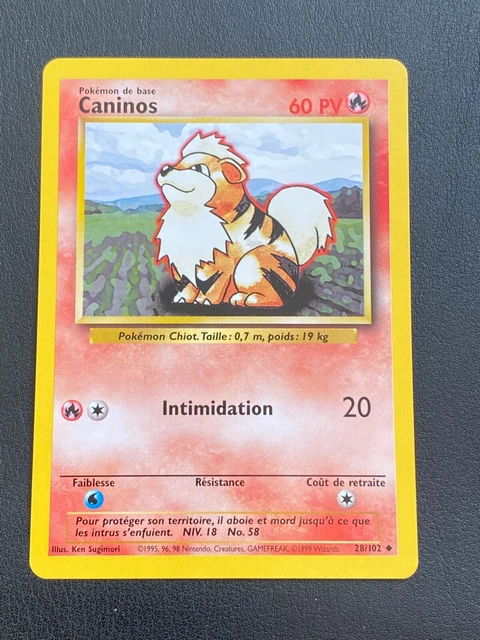 Carte Pokemon Fr Wizards Set De Base - Caninos 28/102 Peu Commune - Nm/M
