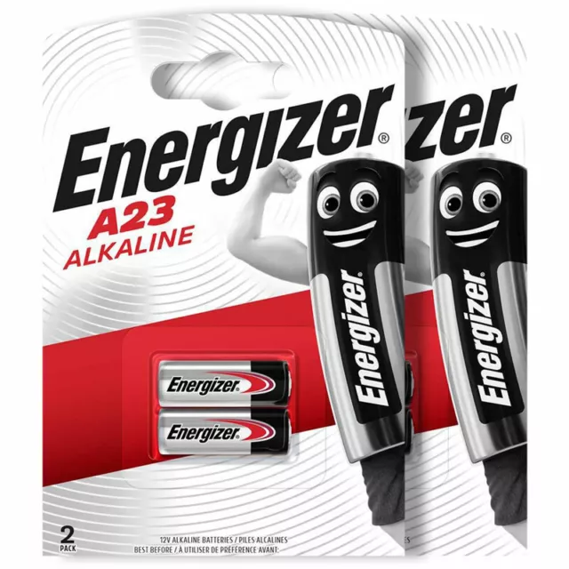 4 X Energizer Alkalisch A23 Batterien 12V E23A GP23A MN21 V23GA Alarm Pack 2