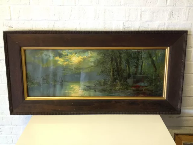 Vintage Antique Early 20th Century Water Boat Printed At Night