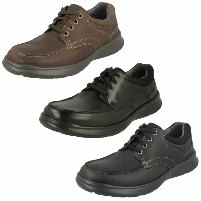 MENS CLARKS LEATHER Lace Up Casual Shoes Black Tan Sizes 7 12