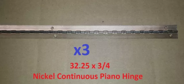 3 pc .035 Nickel Plated Continuous/Piano Hinge 32-1/4 x 3/4 HOLES Door 014933X