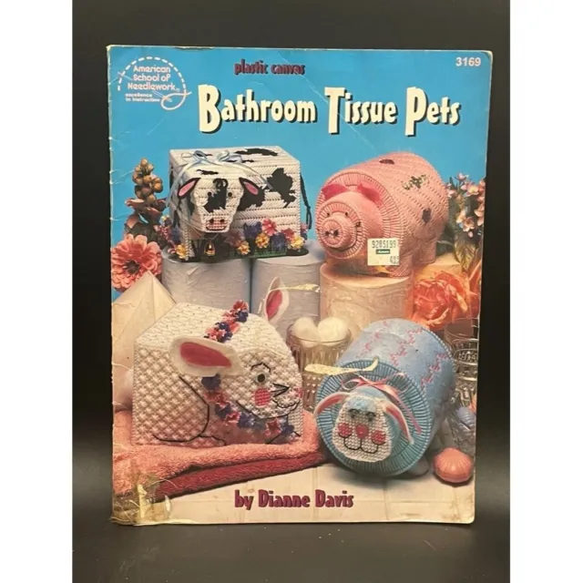 American School of Needlework Pllastic Canvas Bathroom Tissue Pets Pattern Book
