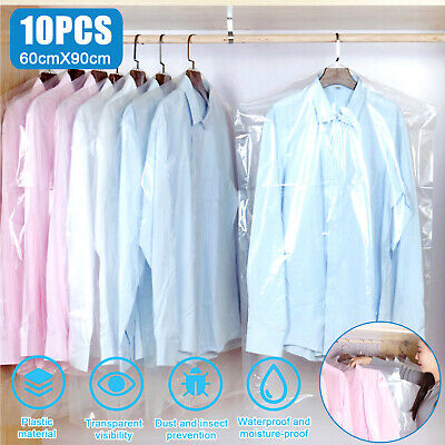 10X Clothes Dust Cover Dry Cleaning Clothes Garment Storage Bag Hanger Organizer