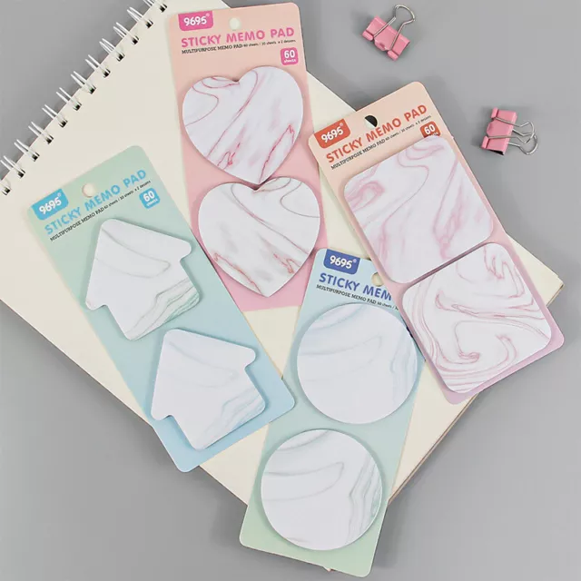 Marble Pattern Heart Arrow Square Round Shape Cute Novelty Sticky Notes Pad