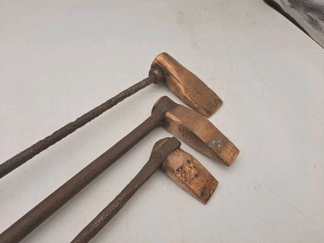 Lot De 3 Fers à Souder Anciens En Cuivre - Outils De Zingueur Vintage