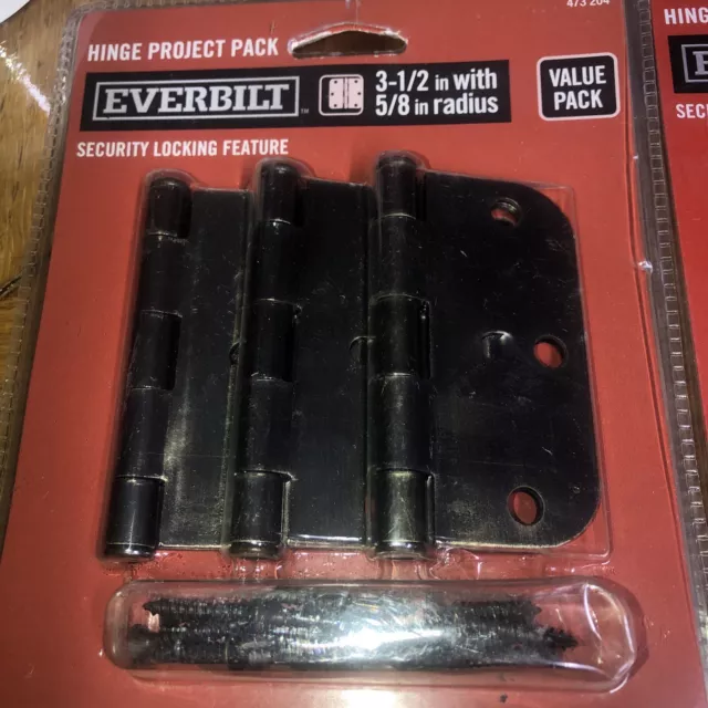 Everbilt 3 -3 Pack 3-1/2 in. Antique Brass 5/8 in. Radius Security Door Hinges