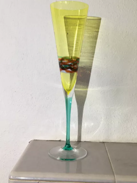 Murano signiert Cenedese Champagnerflöte Amelio Cenedese Glas Kunstglas