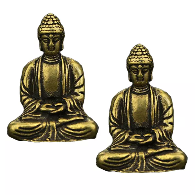 2 Pieces Buddha Meditation Statues Sitting Vintage Style Home Decor Gift