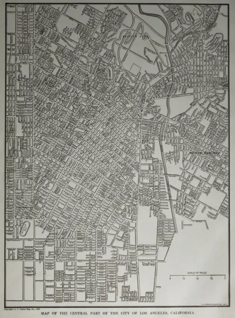 Vintage 1917 World War WWI Atlas City Map Los Angeles, CA & London, England 2 Pg