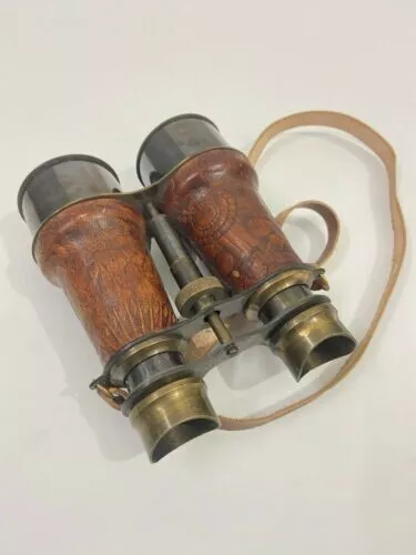 Nautical Hand-Made Brass Binocular With Leather Strip vintage Working Binocular